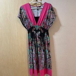 Women Medium Beautiful 80’s Style Boho Dress Folk Paisley Spring Dress